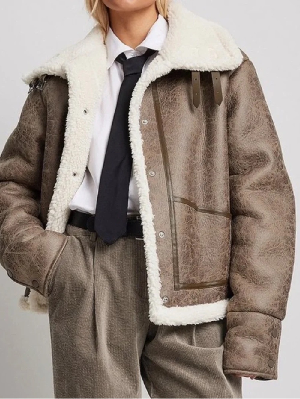 Josefine HJ × NA-KD Aviator Jacket with Shearling